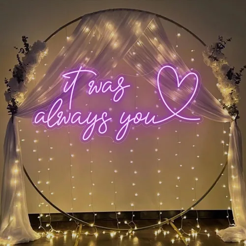 Miniatura 8 de Letrero de neón personalizado con texto en inglés «It Was Always You», letrero de neón personalizado con corazón para boda, fiesta de compromiso
