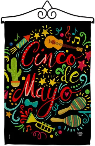 Miniatura 18 de Bandera de jardín de El Fiesta Cinco de Mayo – Fiesta de Verano Cactus Pinata Sombrero Mexicano al aire libre – Cartel de decoración de la casa
