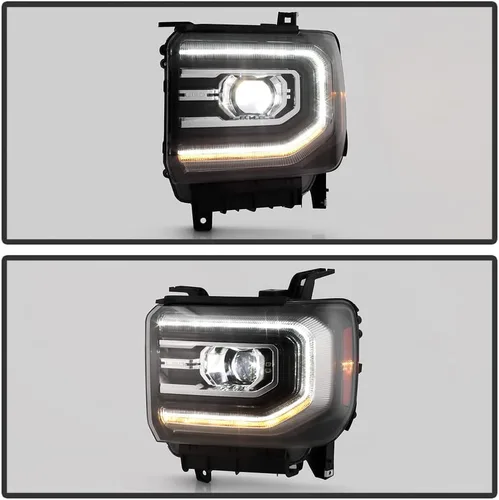 Miniatura 5 de ACANII - Para 2016 2017 2018 GMC Sierra 1500 Full LED Modelo Proyector Faros Faros Repacement Par Set Izquierdo+Derecho