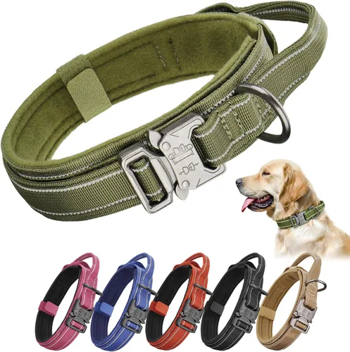 Miniatura 15 de KCUCOP - Collar táctico para perro, collar militar para perro, collares para perro Tactipup, ajustable, hebilla de metal resistente para perros M, L