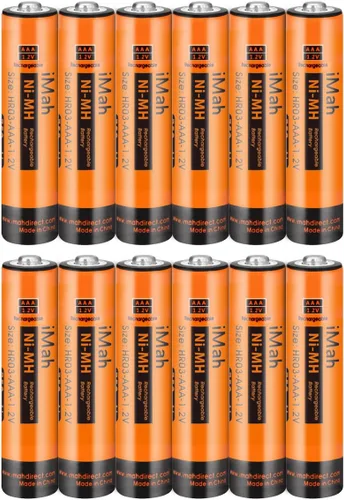 Paquete de 12 baterías recargables iMah 1.2V 750mAh Ni-MH AAA para teléfonos inalámbricos Panasonic, también compatible con BK40AAABU HHR-55AAABU