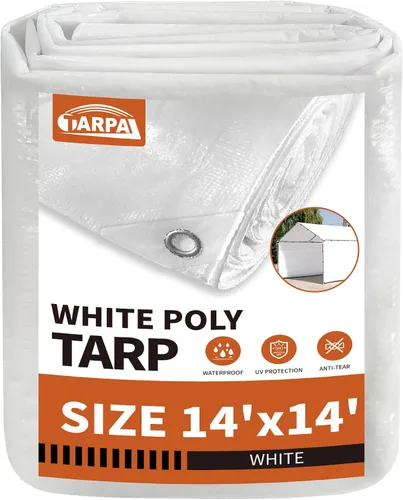 Miniatura 53 de TARPAL Lona azul de 4 x 12 pies, lonas de resistencia media de 8 mil impermeables, resistentes a desgarros con ojales de metal, adecuadas