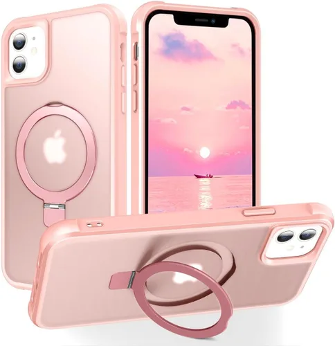 Miniatura 131 de CHAOFEnG Funda magnética compatible con iPhone 11 con soporte, prueba de caídas de grado militar, compatible con imán, anillo translúcido, parte