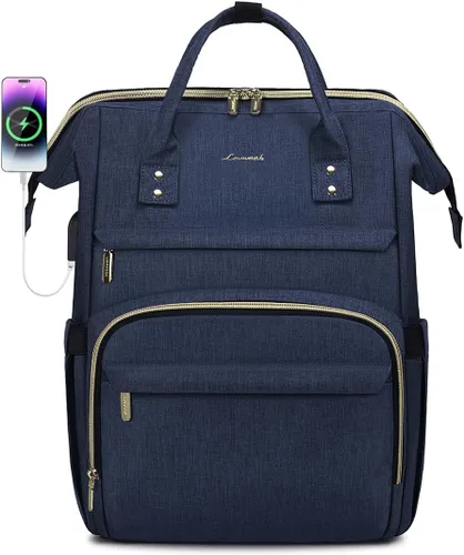 Miniatura 8 de LOVEVOOK Mochila para laptop para mujer con bolsillo gigante para vasos, mochila de viaje impermeable de 15.6 pulgadas, bolsa de computadora