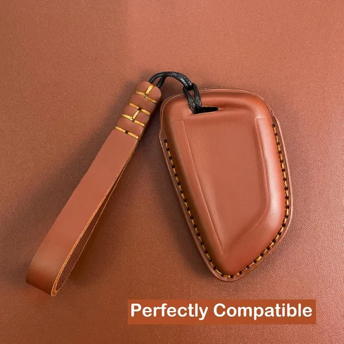 Miniatura 4 de Funda para llavero BMW de piel auténtica con llavero, protector de cuero para llave de automóvil, compatible con llave remota inteligente 2 5 6 7