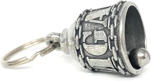 Miniatura 3 de Bravo Bells DILLIGAF Bell - Accesorio de campana de motociclista o llavero para la buena suerte en la carretera, Peltre, Sin gemas.