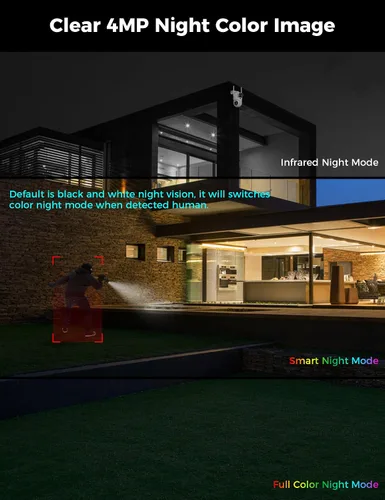 Miniatura 5 de Hiseeu 2Pack Cámara de seguridad inalámbrica, WiFi 5G/2.4G, Cámara PTZ de doble lente para exteriores, Seguimiento de movimiento, Versión nocturna a