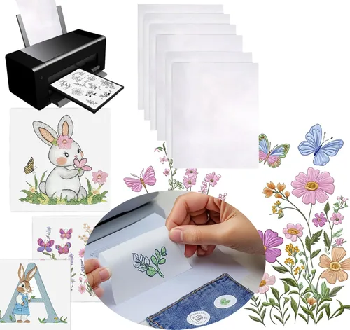 Miniatura 4 de Estabilizador de bordado soluble en agua pegajoso estabilizador de papel, 6 piezas, plantilla de palo y puntada, patrones de bordado, permitido