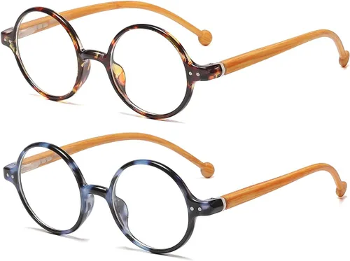 Miniatura 15 de JOVAKIT Lentes de bloqueo de luz azul redondos retro para mujeres y hombres, estilo literario vintage, sin receta