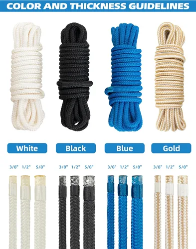 Miniatura 6 de BLUEWING Líneas de muelle de nailon trenzado doble con lazo de 12 pulgadas, 25 pies 3/8 pulgadas 0.394 in, cuerda marina de amarre para barco azul
