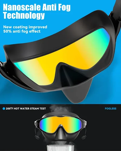 Miniatura 4 de Aegend Gafas de natación con cubierta de nariz para adultos, paquete de 2 gafas de natación de visión amplia, antiniebla/UV, sin fugas, para hombres