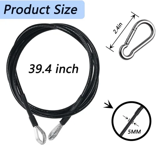 Miniatura 2 de LOOEEL Paquete de 2 cables de extensión de fitness de 39 pulgadas, accesorios de cuerda de extensión de fitness, sistema de poleas de gimnasio