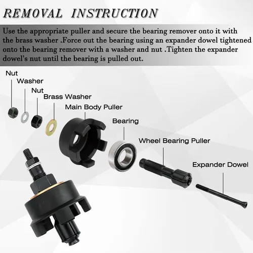 Miniatura 3 de ReluxGo Kit de herramientas de extracción de rodamientos de rueda para Harley Davidson, herramienta de extracción e instalación de rodamientos