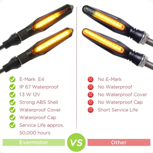 Miniatura 4 de evermotor Luces intermitentes para motocicleta, indicadores de luz de funcionamiento, 4 piezas, universal, mini LED, E-MARK, luces direccionales