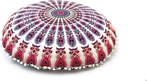 CRAFT KALA 32" Funda de cojín redonda grande para piso bohemia, funda de puf bohemio mandala, funda de almohada para meditación, cojines para Nuevo