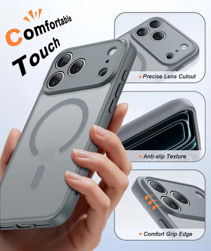 Miniatura 442 de FNTCASE Funda para iPhone 17 Pro: Fundas delgadas translúcidas de color azul claro compatibles con MagSafe, protección completa de la cámara