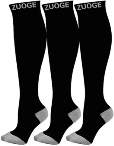 Paquete de 3 pares de calcetines de compresión, los mejores calcetines médicos, de enfermería, viajes y vuelos, para correr y fitness, 15-20mmHg