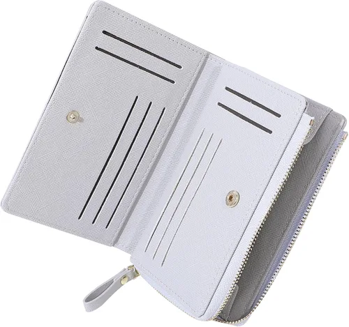 Miniatura 3 de JIUFENG Cartera con cremallera para mujer, con bloqueo RFID, multiusos, tarjeteros, monederos cortos