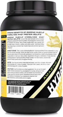 Miniatura 2 de Amazing Muscle Aislado de proteína de suero hidrolizado 0.88 onzas Suplemento en polvo Sin OMG Fabricado en Estados Unidos