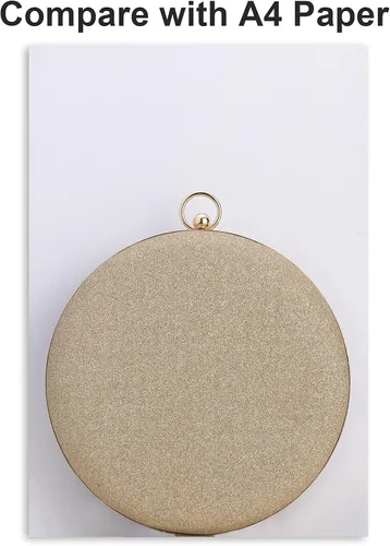 Miniatura 6 de Bolso redondo de noche con purpurina brillante y asa superior para fiesta cruz bolso de hombro para boda novia