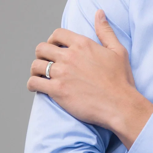 Miniatura 6 de Alianza de boda para hombre simple tradicional de 5 mm de oro amarillo de 10K (talles disponibles 7-12 1/2)