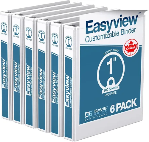 Miniatura 45 de Easyview - Carpetas prémium de 3 anillas con cubiertas transparentes y anillos redondos, carpetas para la escuela u oficina, 1 pulgada, paquete