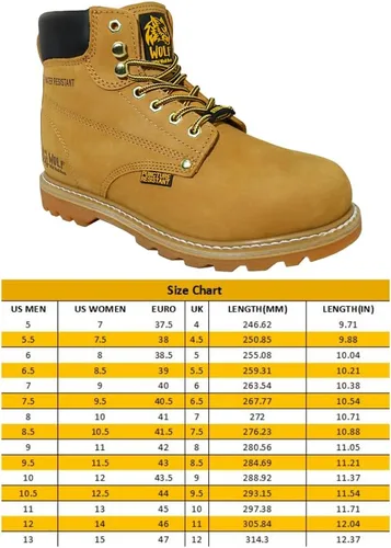 Miniatura 3 de Wolf Work Boot 100% Genuine Upper Leather Oil, Impact, Abrasion Resistant Electrical Hazards Non-Slip Rubber Sole Steel Toe Padded