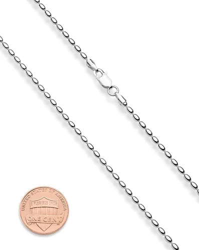 Miniatura 2 de Miabella Collar de cuentas ovaladas de plata de ley 925 italiana, collar de cadena de bola hecho en Italia