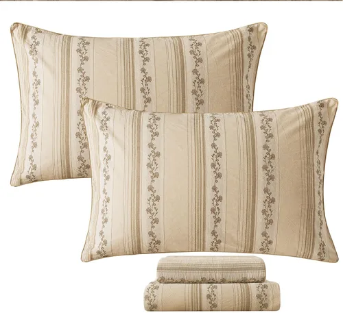 Miniatura 114 de FADFAY Juego de sábanas de cama vintage con diseño floral rosa tamaño King, 100% algodón premium, diseño floral shabby chic desgastado y elegante