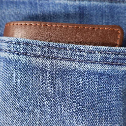 Miniatura 8 de Cartera de piel de vacuno con bloqueo RFID con capa interior de piel de vaca de primera calidad con doble apertura y soporte para ventana
