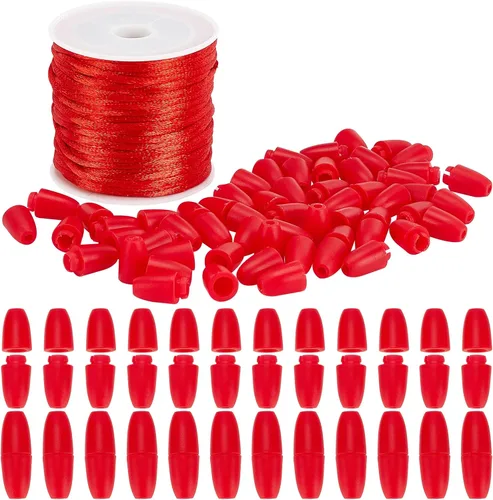 Miniatura 12 de PH PandaHall 30 Juego de Cierres Separables para Cordones, Cuerdas de Cordón de Nylon Dorado de 10m 2mm con Conectores de Barril de Plástico