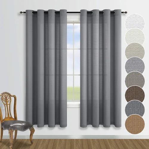 Miniatura 8 de KOUFALL - Cortinas transparentes con aspecto de lino