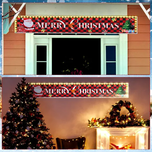 Miniatura 7 de Cartel de decoración de Navidad con luces LED, cartel de Feliz Navidad, cartel premontado, cartel de Feliz Navidad, cartel para colgar en la pared