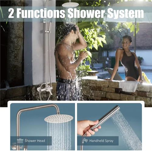Miniatura 2 de Aolemi Grifo de ducha exterior SUS304 Conjunto combinado de accesorios de ducha de acero inoxidable, Kit de cabezal de ducha de lluvia de 8