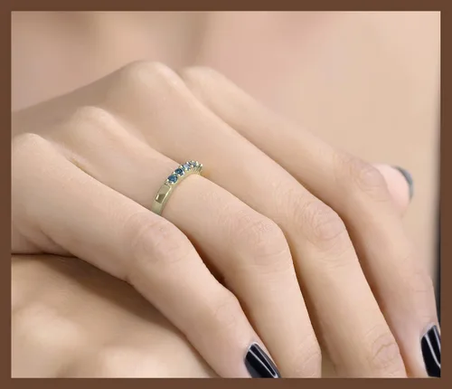 Miniatura 104 de Dazzlingrock Collection Anillo de boda redondo de 5 piedras preciosas o diamantes para mujer en oro macizo de 10 K/14 K/18 K