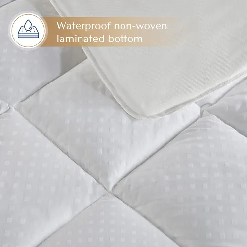 Miniatura 4 de Croscill Protector de colchón Queen de algodón impermeable, funda acolchada de diamante, sobrellenado, transpirable, bolsillo ajustable para hasta