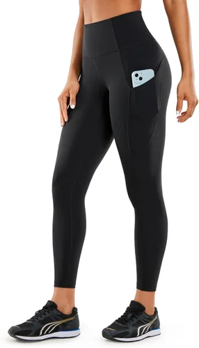 CRZ YOGA - Leggings de entrenamiento para mujer sensación de desnudez, pantalones de yoga de cintura alta con bolsillos laterales, mallas atléticas