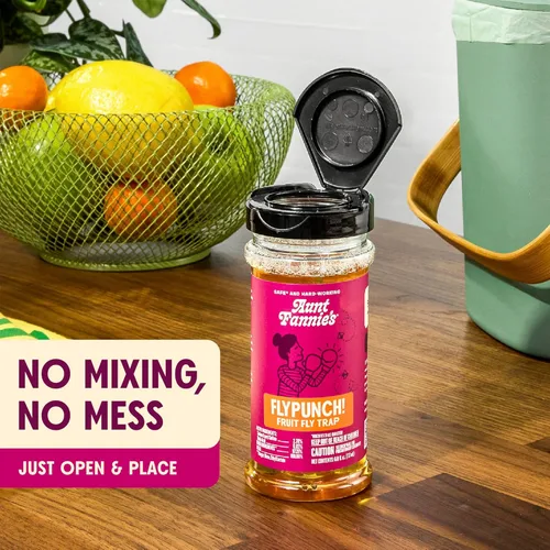 Miniatura 3 de Trampa para Moscas de la Fruta FlyPunch de Aunt Fannie's para Uso en Interiores y Cocina, Lista para Usar, Hecha con Ingredientes de Base Vegetal