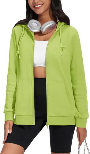 Miniatura 7 de TACVASEN Sudaderas con capucha y cremallera para mujer, ligera, de rizo francés, con cremallera completa y bolsillos