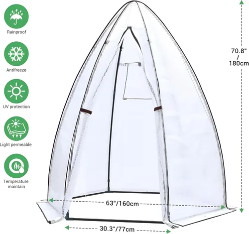 Miniatura 6 de Invernadero portátil para exteriores, Ohuhu carpa invernadero resistente con cubierta de PE duradera, protector de plantas de jardín con puerta
