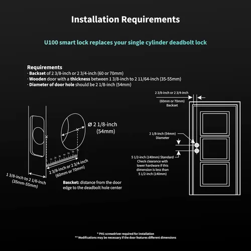 Miniatura 6 de Aqara Smart Lock U100, cerradura inteligente sin llave con huella dactilar para puerta con Apple Home Key, teclado táctil, cerrojo electrónico