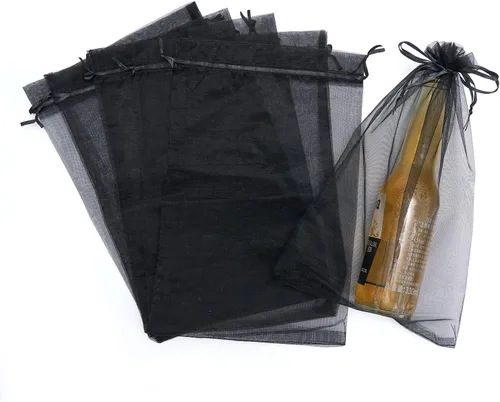 Miniatura 2 de 25 bolsas de organza con cordón de 8 x 12 pulgadas, regalo de fiesta de boda, juguetes, bolsas de maquillaje, bolsa de regalo Negro