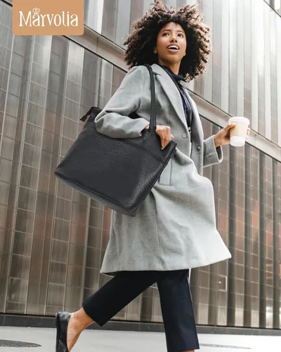 Miniatura 7 de Marvolia Bolso grande Bolsos de mano para mujer, de piel sintética, bolso de mano de trabajo con cremallera