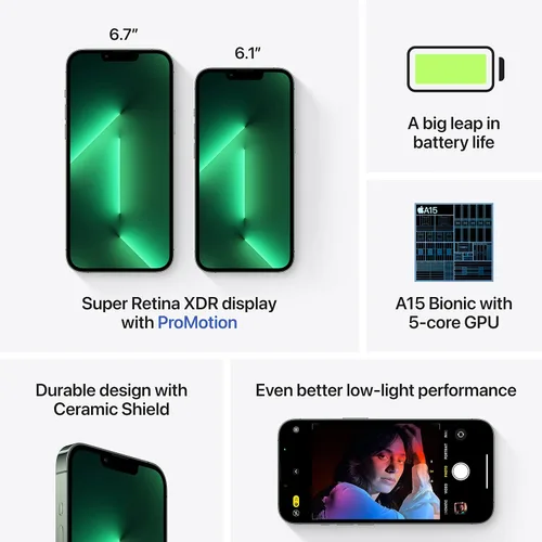 Miniatura 5 de Apple iPhone 13 Pro, 1 TB, verde alpino - Desbloqueado (Renovado)