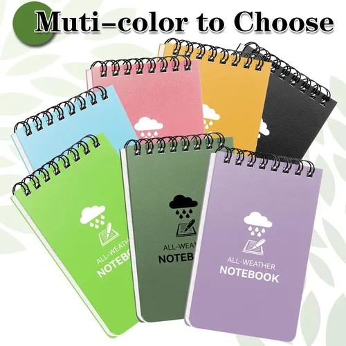 Miniatura 8 de COIDEA Cuaderno impermeable, paquete de 8 bloc de notas de bolsillo en espiral superior, bloc de notas de 3 x 5 pulgadas, resistente a