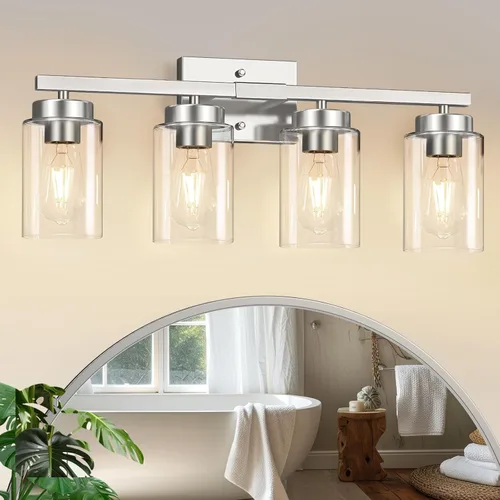 Miniatura 23 de IZORRO Moderna lámpara de baño, 3 luces negras claras, accesorios de iluminación de baño sobre espejo con vidrio transparente para sala de estar