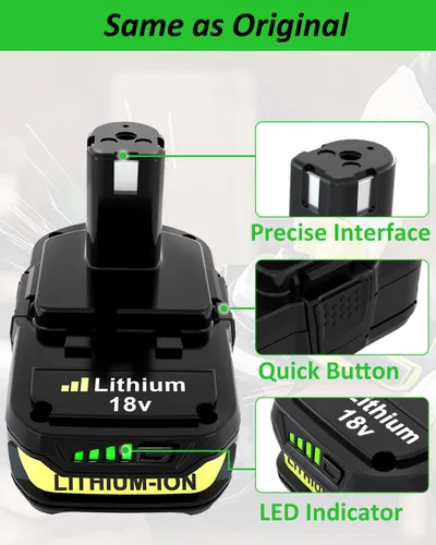 Miniatura 6 de Reemplazo de batería de 3.0Ah para batería Ryobi ONE+ de iones de litio de 18 V de 3.0 Ah, paquete de 2