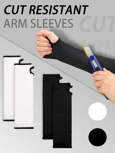 Miniatura 4 de SATINIOR Mangas protectoras resistentes a los cortes, mangas protectoras para brazos de seguridad con orificio para el pulgar para jardín y cocina