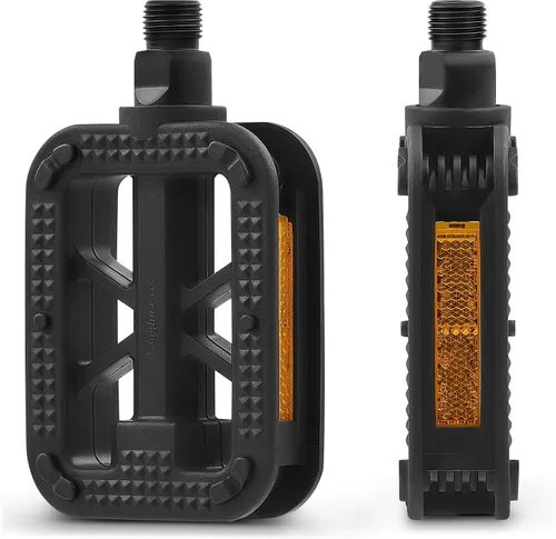 VIRIBUS Pedales de bicicleta de 9/16 pulgadas, pedales de bicicleta profesionales con plataformas antideslizantes y reflectores, pedales BMX
