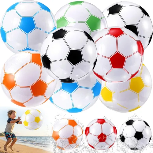 Miniatura 7 de Sosation 8 piezas de pelotas inflables deportivas de 16 pulgadas, pelota de playa inflable, 4 estilos de pelotas de decoración para fiestas
